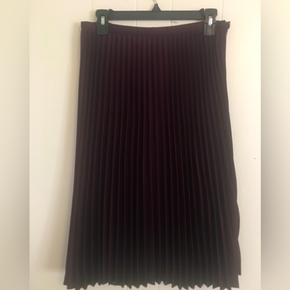 Lauren Ralph Lauren Maroon Red Accordion Pleated Skirt Size 14